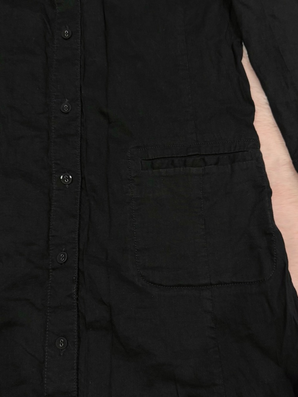 Eileen Fisher Long Sleeve Black Button-Up Shirt Dress - Picture 6 of 7